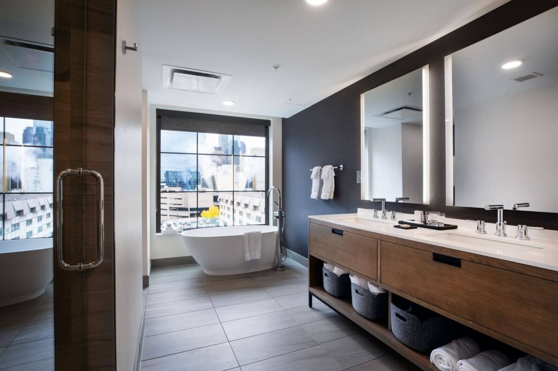 View of bathroom in hotel, downtown Minneapolis