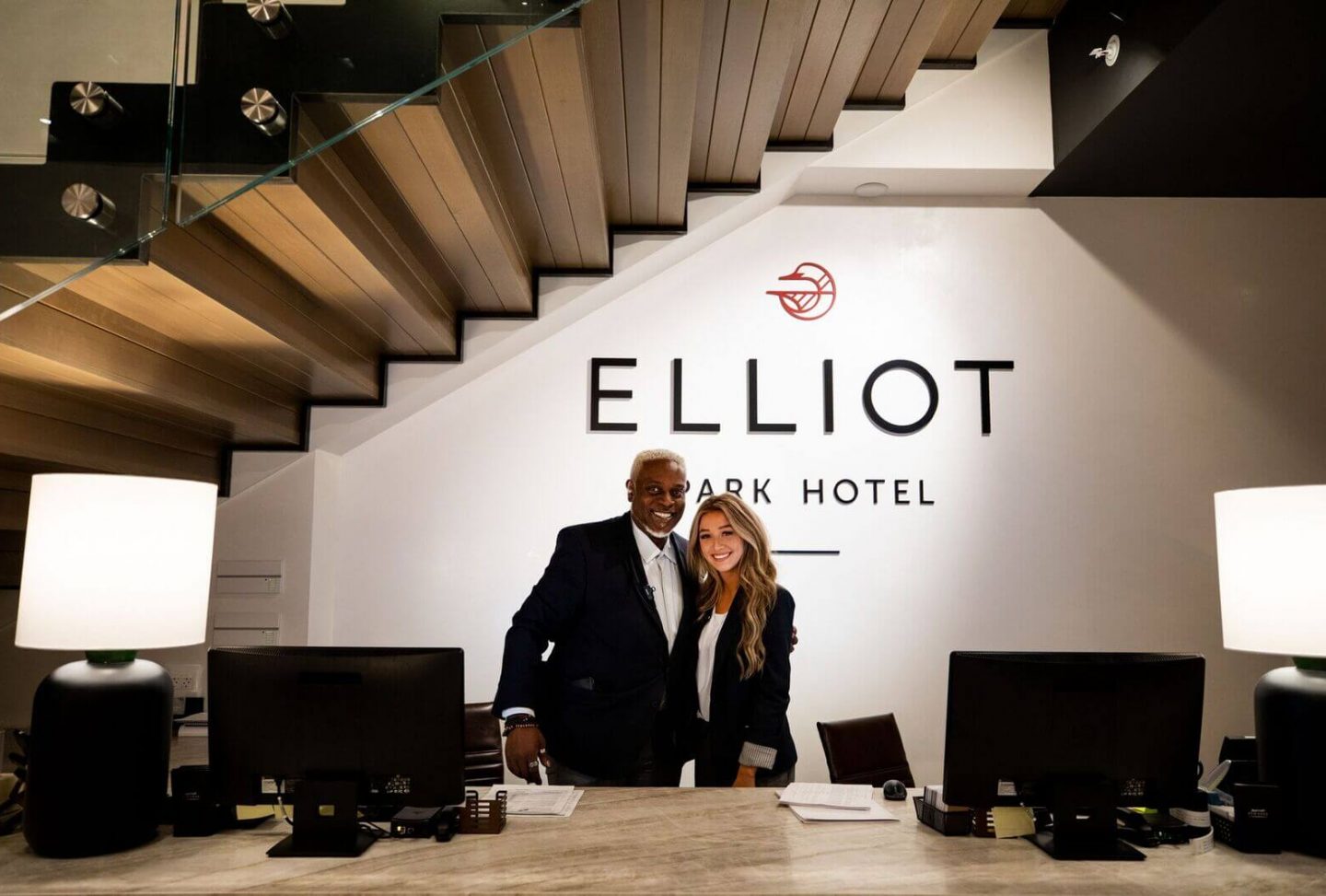 Front desk staff at Elliot Park Hotel